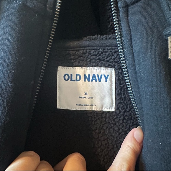 Black Old Navy Sherpa Hoodie - Picture 3 of 3